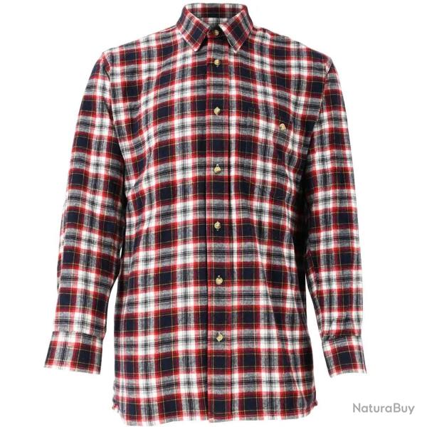 Chemise droite longue � carreaux bordeaux coton S � 4XL