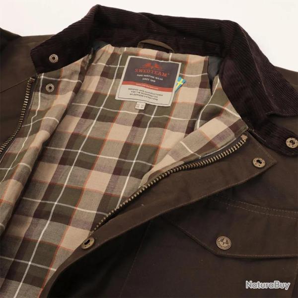 Veste cire 1919 isolation thermique coton cir vert kaki S  3XL