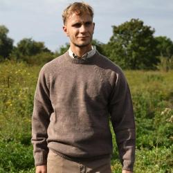 Pull Roanne col rond brun M