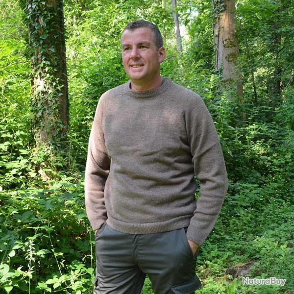 Pull Roanne col rond brun M