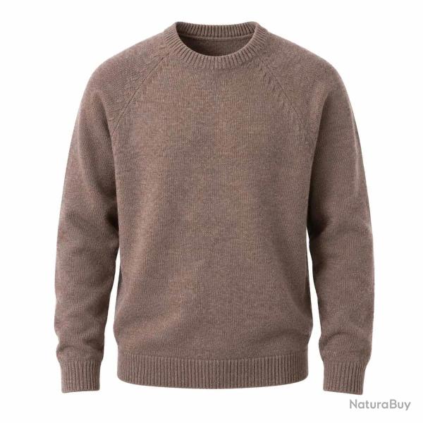 Pull Roanne col rond brun M