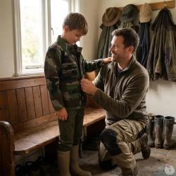 Veste chasse fermeture glissi&egrave;re coton polyester camo 6 &agrave; 16 ans