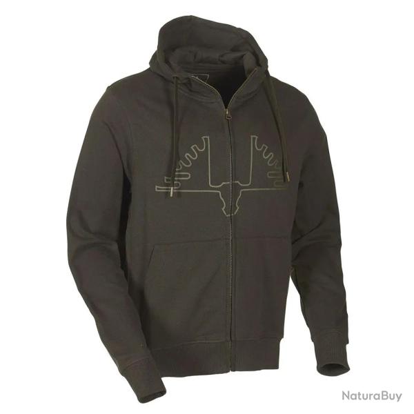 Sweat capuche Ultra full zip coton s�rigraphi� vert kaki � 2XL