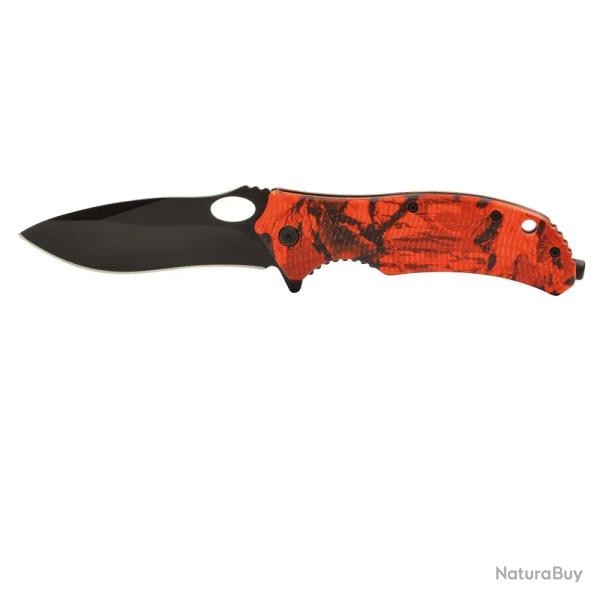 Couteau de chasse pliant lame acier inox 9cm Kamo blaze orange