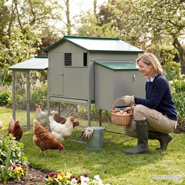 Grand poulailler m�tal galvanis� 3/4 poules 200X80X120 cm