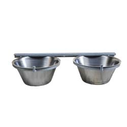 Mangeoire professionnelle double pour chenil acier galvanis&eacute; 2 X 2,5L