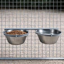 Mangeoire professionnelle double pour chenil acier galvanis&eacute; 2 X 2,5L