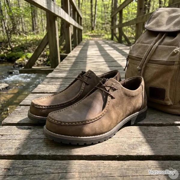 Chaussures Danube cuir semelle caoutchouc marron � 46