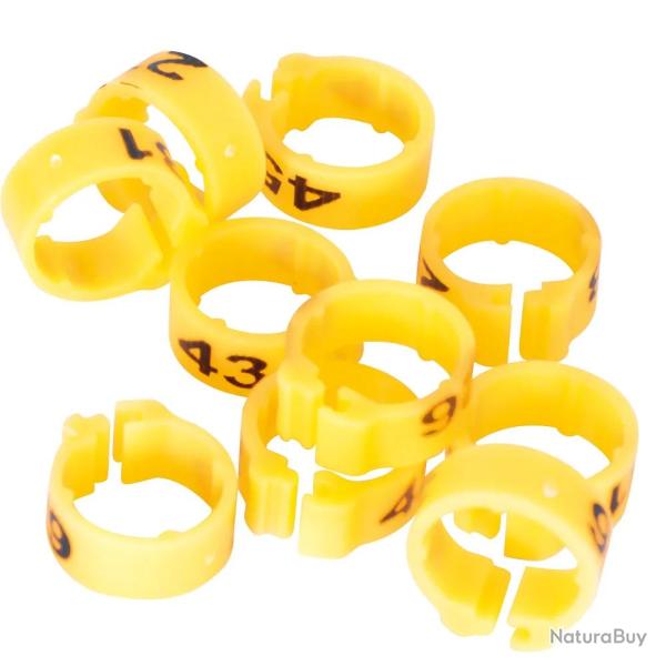 Bagues Spcial Pigeon Marquage Laser Indlbile numrotes 9 couleurs Du N 1  25 Jaune