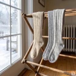 Lot de 2 paires de chaussettes hautes chin&eacute;e grise et beige 39 - 42