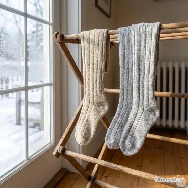 Lot de 2 paires de chaussettes hautes chin�e grise et beige 39 - 42