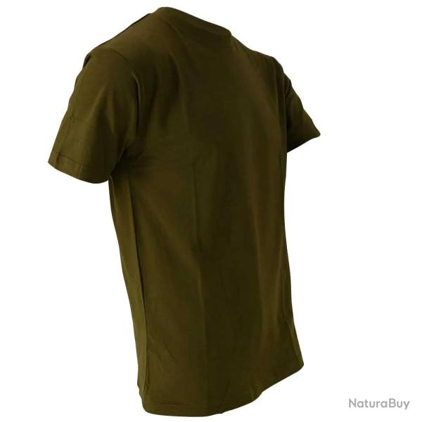 T shirt manches courtes coupe droite 100 coton kaki S � 3XL