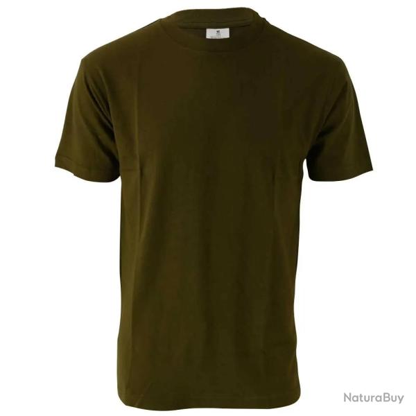 T shirt manches courtes coupe droite 100 coton kaki S � 3XL