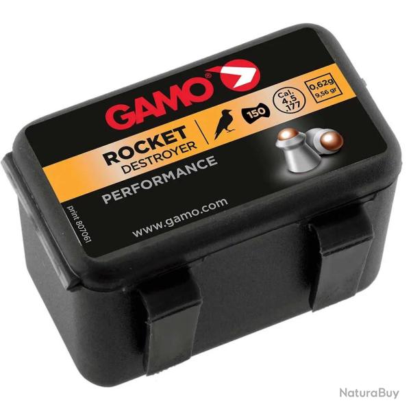 Boite de 150 plombs Rocket t�te bille acier cuivr� cal 4.5mm