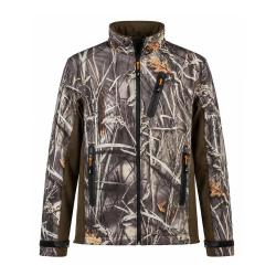 Blouson chasse softshell 4 poches polyester camo kaki S &agrave; 3XL