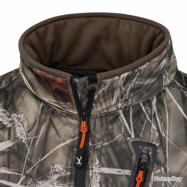 Blouson chasse softshell 4 poches polyester camo kaki S � 3XL