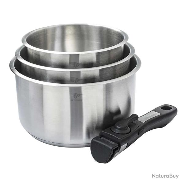 3 Casseroles avec manche amovible