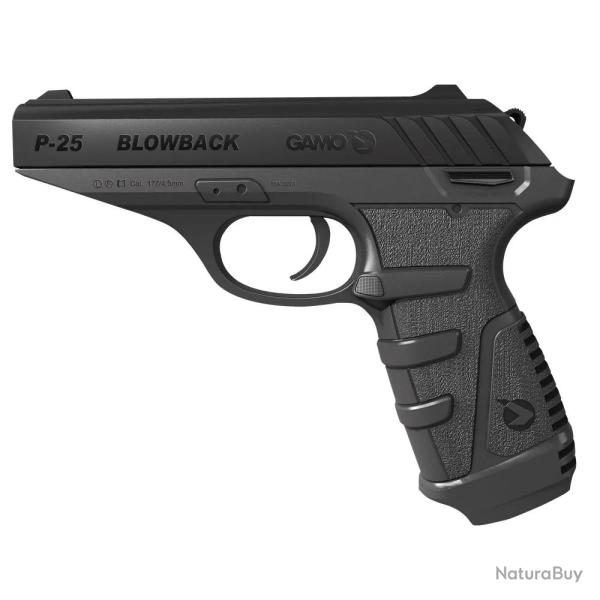 Pistolet P-25 cal 4.5mm 2x8 coups bronz noir 125m/s L18cm