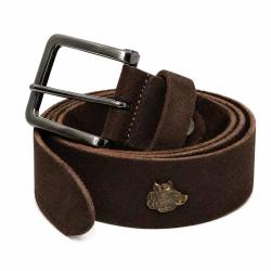 Ceinturon cuir marron avec sanglier d&eacute;coratif