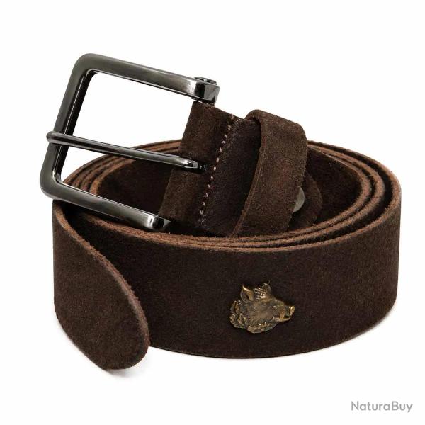 Ceinturon cuir marron avec sanglier d�coratif