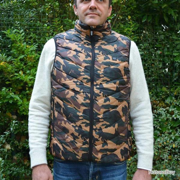 Gilet chauffant fibre polyester et carbone camo CE M  3XL M