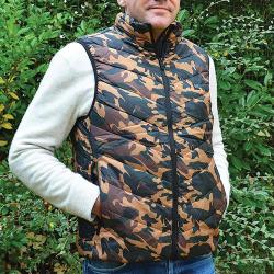Gilet chauffant fibre polyester et carbone camo CE &agrave; 3XL