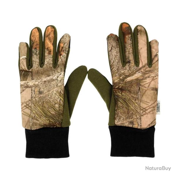 Gants anti-glisse d�perlant polyester camo forest kaki 8 et 9 Taille 8