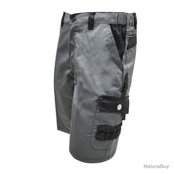 Bermuda de travail 4 poches polyester coton gris noir 38  52