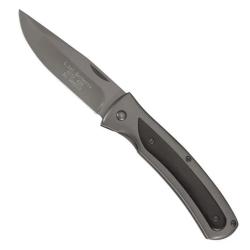 Couteau Titane lame acier 420 noire manche acier inox 11,5cm