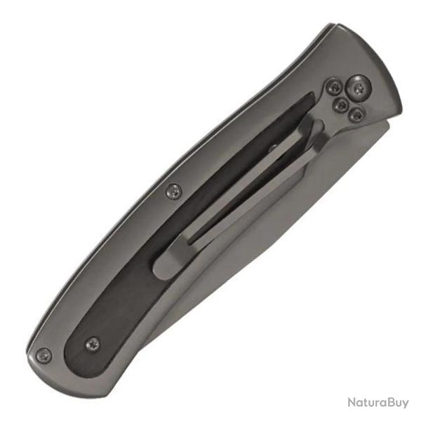 Couteau Titane lame acier 420 noire manche acier inox 11,5cm