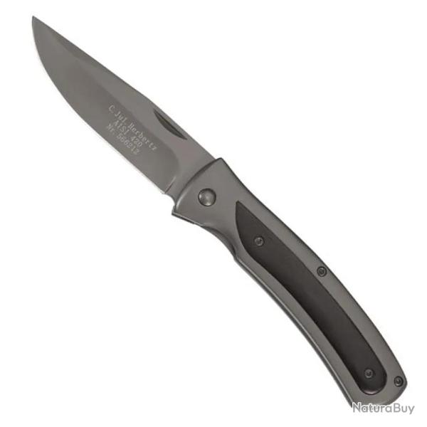 Couteau Titane lame acier 420 noire manche acier inox 11,5cm