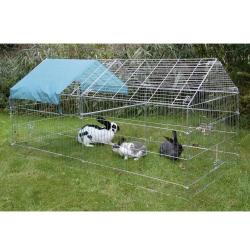 Enclos ext&eacute;rieur zingu&eacute; avec b&acirc;che petits animaux