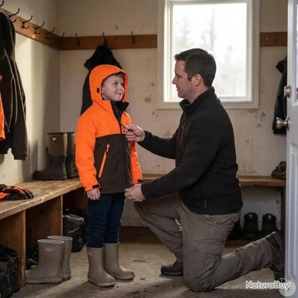 Veste enfant imperm�able Ridge polyester orange vert 6 � 16 ans