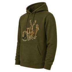 Sweat &agrave; capuche kaki grands animaux Bartavel&reg;