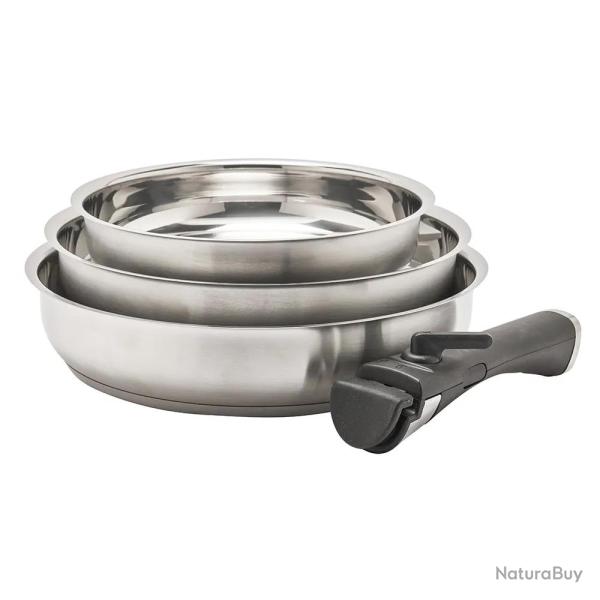 Lot de 3 Po�les acier inoxydable diam�tres 20, 24 et 26 cm