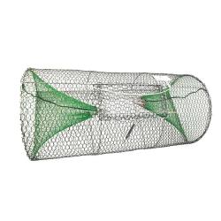 Nasse 2 entr&eacute;es galvanis&eacute;e plastifi&eacute;e maille 10 mm L 80 cm