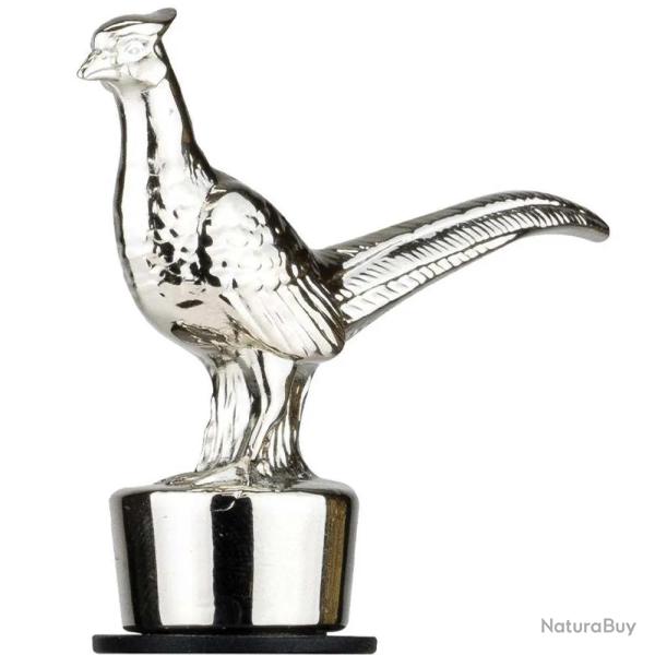 Bouchon de bouteille de vin faisan mtal zinc argent noir 10cm
