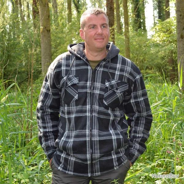 Chemise polaire � capuche 4 poches sherpa marron rouge � 3XL Marron