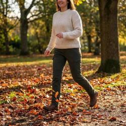Fuseau femme Treeland kaki marron &agrave; renforts nano ripstop