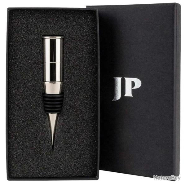 Bouchon de bouteille de vin cartouche m�tal argent� noir 11cm