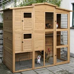 Poulailler Bois 2 étages 10-15 poules 222X115 X200 cm sol PVC