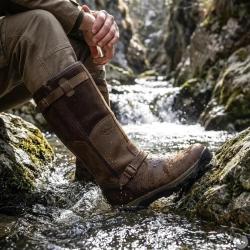 Bottes chasse cuir marron fourr&eacute;e Iceland Gore Tex + sac