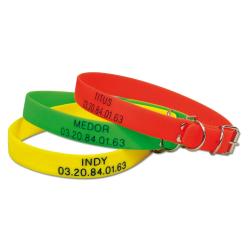 Collier &agrave; graver dans la masse PVC 60 X 2,5cm 3 couleurs ajustable Jaune fluo