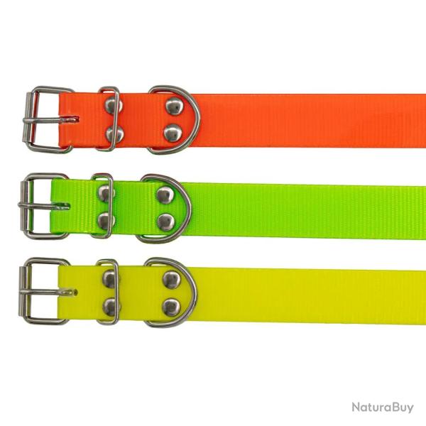 Collier PVC longueur 60 cm largeur 2,5cm 3 couleurs fluo Ajustable Orange fluo