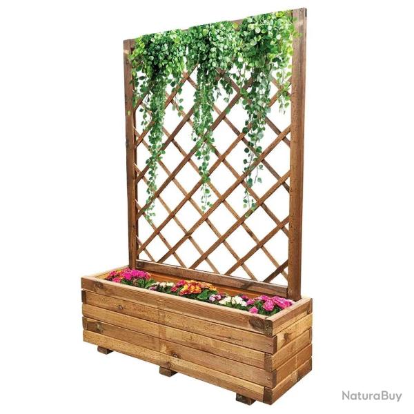 Jardini�re bois autoclave classe 3 avec treillis 90x31x140cm