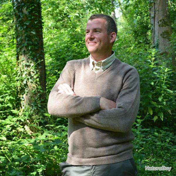 Pull Vincennes col V brun M