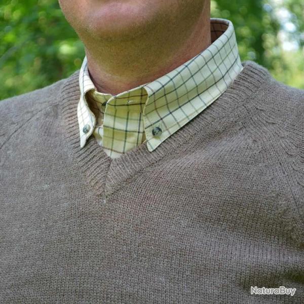 Pull Vincennes col V brun M