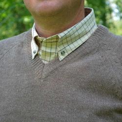 Pull Vincennes col V brun S