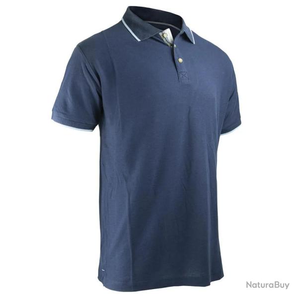 Polo Tonique coupe ajust�e col rond coton bleu marine S � 3XL XL