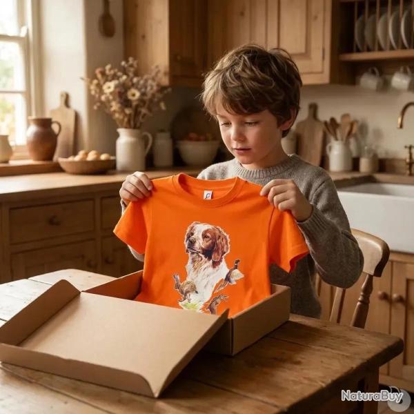 T shirt enfant �pagneul coton doux orange 6 � 12 ans